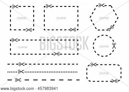 Paper Cut Set Scissors Cut Outline For Frame Print Design. Vector Illustration. Stock Image.