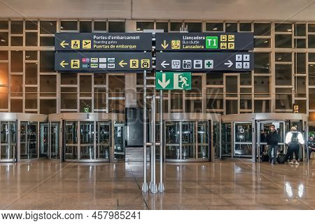 Barcelona, Spain - November 24, 2021: Direction Sign At Josep Tarradellas Barcelona-el Prat Airport.