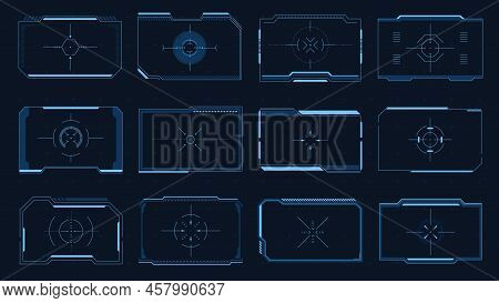 Hud Frame. Sci-fi Game Screen Interface Element, Target Border Ui, Futuristic Digital Aim Panel, Mod