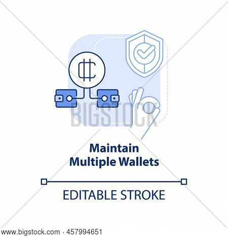 Maintain Multiple Wallets Light Blue Concept Icon. Investment. Cryptosecurity Abstract Idea Thin Lin