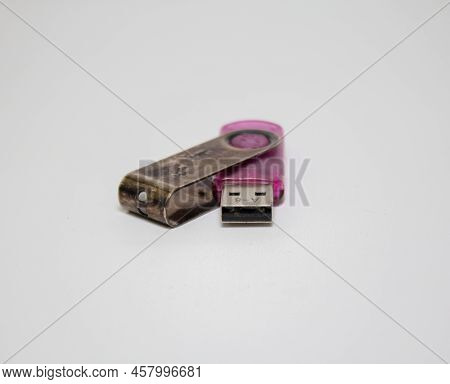 Old Usb Stick Or Usb Flashdisk Isolated On White Background