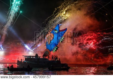 Cracow, Poland - June 4, 2022: Great Dragon Parade. The Great Outdoor Show On The Vistula River.