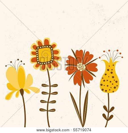 Floral Background In Bright Colors.