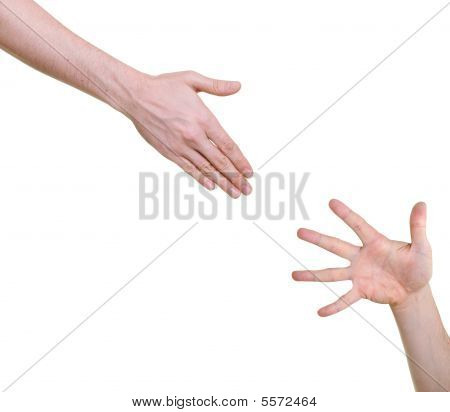 Hand Offering Help For Other Isolated On White Background