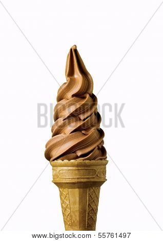 Chocolate flavour ice cream cone