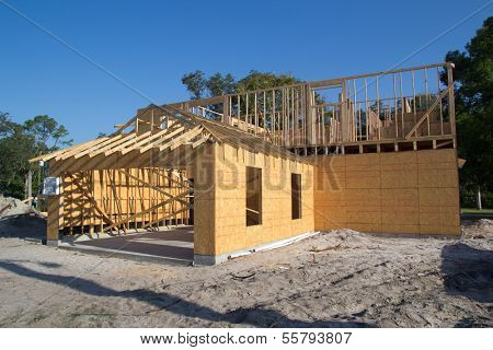 JACKSONVILLE, FL-SEP 1: A new home under construction on September 1, 2013 in Jacksonville, Florida. New home sales fell 6 percent in September to a 354,000 annual rate, the weakest since April 2012. 