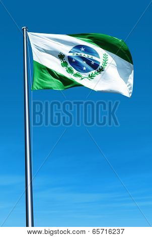 Parana (brazil) Flag Waving On The Wind