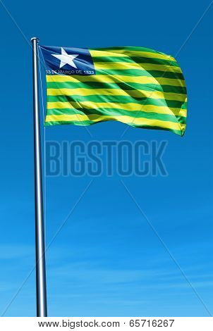 Piaui (brazil) Flag Waving On The Wind