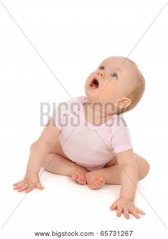 Infant Child Baby Toddler Sitting Looking Up And Yelling