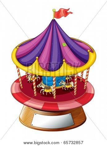 Illustration of a carousel ride on a white background