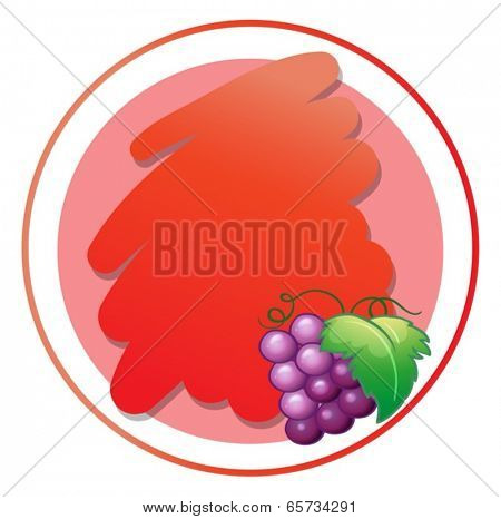 Illustration of a round empty template with grapes on a white background