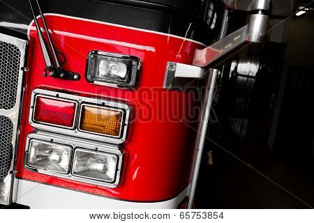 Firetruck Details Of The Front And Lights