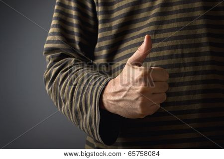 Casual Man Giving Thumb Up