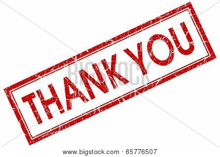 Thank You Red Square Grungy Stamp Isolated On White Background