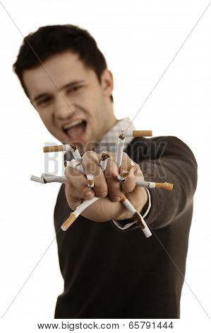 Man Whose Breaking Cigarettes