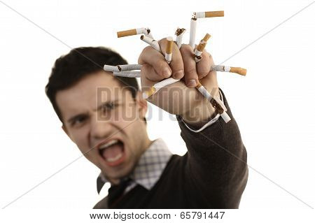 Man Whose Breaking Cigarettes