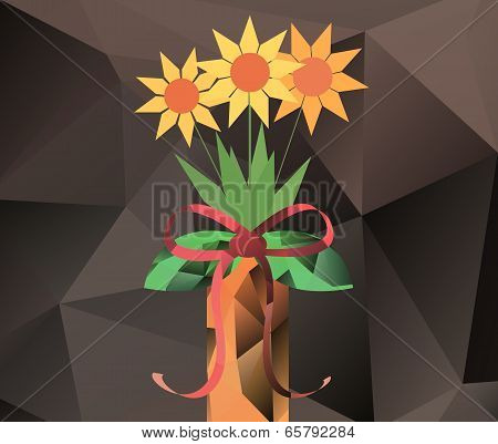 Abstract Bouquet In Vase - Polygon Graphics