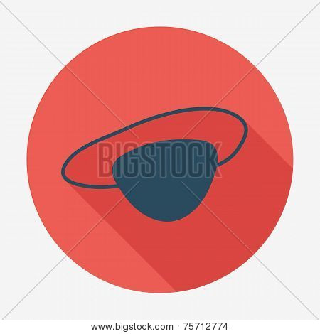 Pirate icon with long shadow, eye-patch. Flat design style modern vector illustration. Isolated on b
