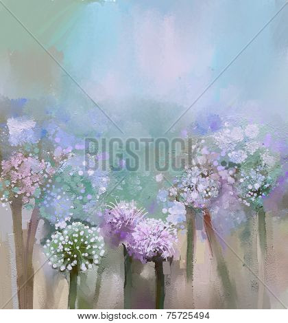 Abstract flower  Onion Oil painting.