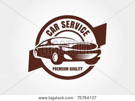 Vintage Style Car Repair Service Label. Vector Logo Design Template.