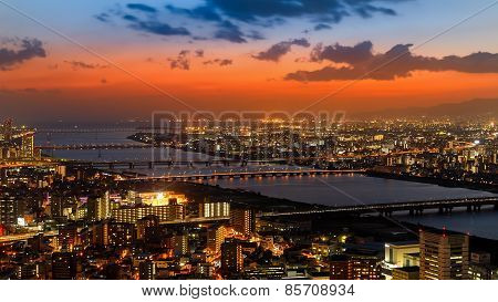 Skyline of Umeda District in Osaka
