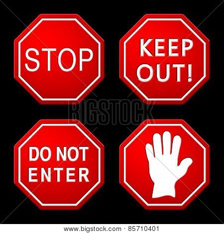 Danger And Caution Street Signs