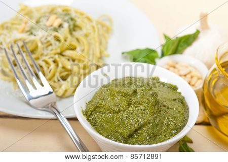 Italian Traditional Basil Pesto Pasta Ingredients