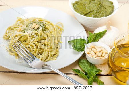Italian Traditional Basil Pesto Pasta Ingredients