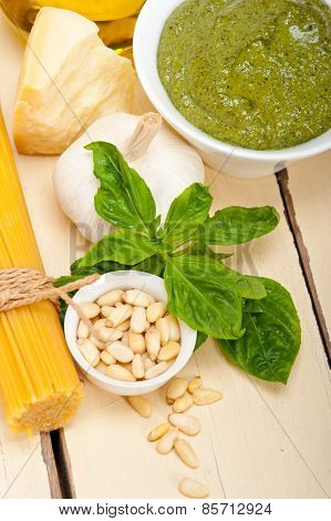 Italian Traditional Basil Pesto Pasta Ingredients