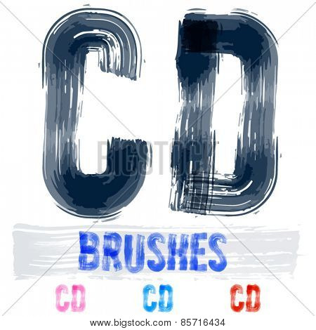 Vector set of extremely grunge underground style font. Hand-drawn brush alphabet. Letters C  D
