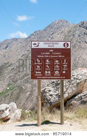 Sign Near The Top Of The Swartberg Pass