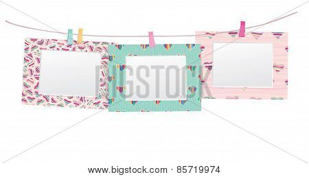 Vector colorful empty photo frames.
