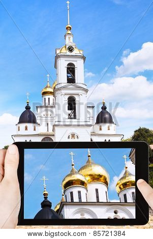 Tourist Photographs Cathedral Of Dmitrov Kremlin