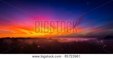 Colorful Sunrise Over The Lake