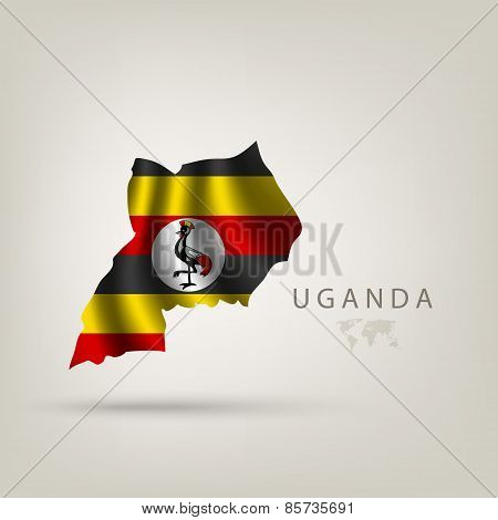 Flag of UGANDA as a country with a shadow