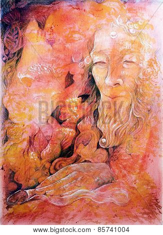 Elven Fairy Realm Abstract Painting, Detailed Colorful Artwork