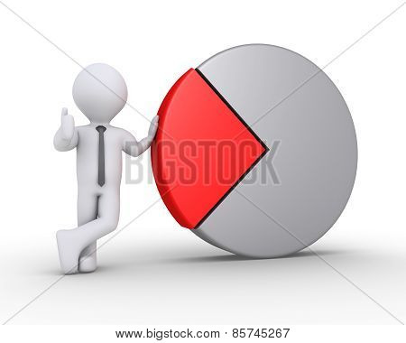 Businessman Is With Pie Chart
