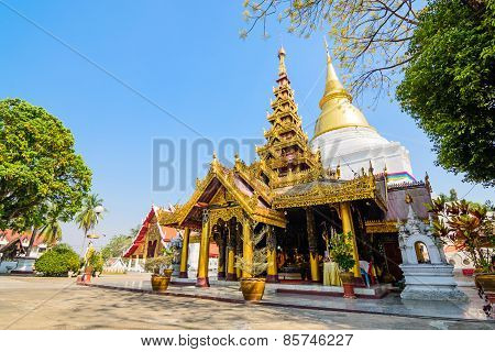 Wat Phra Kaew Don Tao Temple In Lampang Is Beautiful. The Temple Is A Mix Of Burmese,shan And Lanna