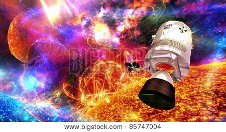 Surface of the sun with energy explosions