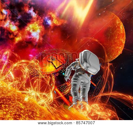 Surface of the sun with energy explosions