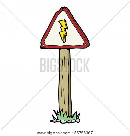cartoon electrical warning sign