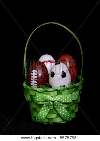 Green Easter Egg Basket With Eggs