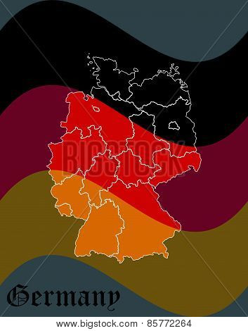 Map of Germany with Flag