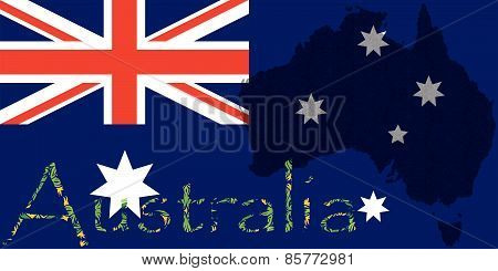 Flag of Australia with Map