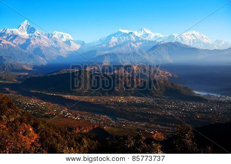 View Of The Himalayan Mountains From Sarangkot, Pokhara