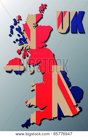 Map of United Kingdom with Flag