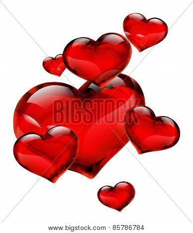 Seven glass hearts