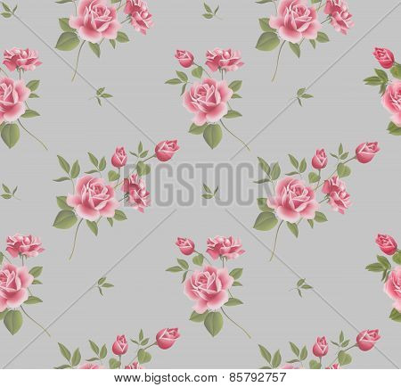 Beautiful seamless floral pattern, flower illustration. Elegance wallpaper with of pink roses.