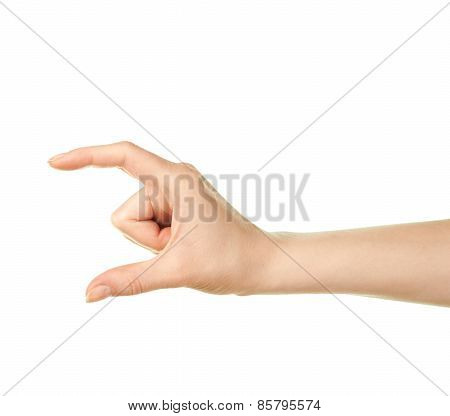 Female caucasian hand gesture isolated