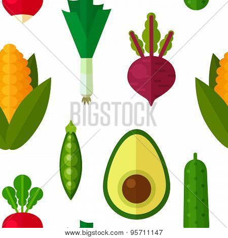 Flat Vegetables Seamless Pattern